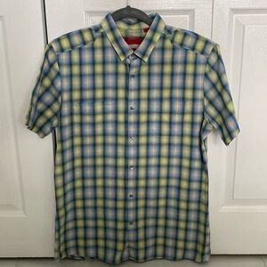 Multicolor (white, blue, green, orange) plaid shirt